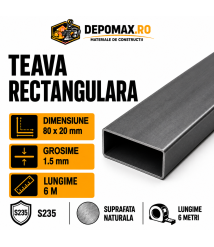 Teava rectangulara 80 x 20 x 1.5 mm, 6 metri